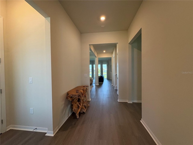 8243 Fenton St, Orlando, FL 32836 - corridor with dark wood-style floors and recessed lighting