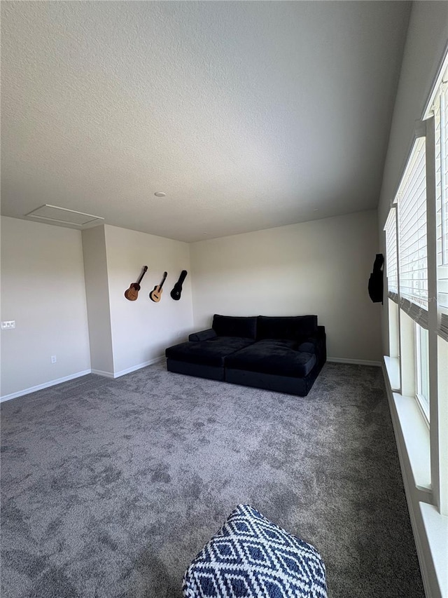 8243 Fenton St, Orlando, FL 32836 - carpeted living room with a textured ceiling and baseboards