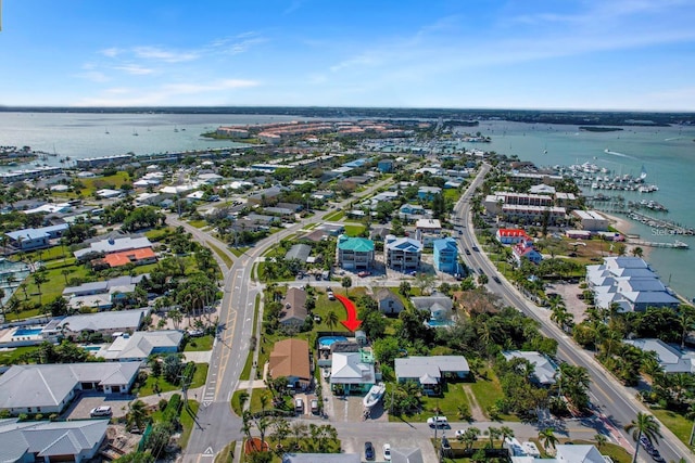 bird's eye view featuring a water view