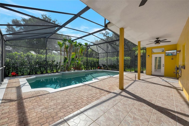 12706 Magnolia Bay Blvd, Clermont, FL 34711 - swimming pool with a ceiling fan and a patio