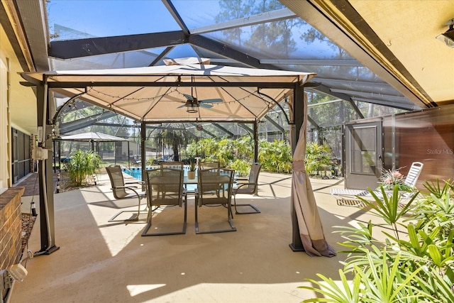 11160 SE 47th Ave, Belleview, FL 34420 - view of patio featuring glass enclosure and outdoor dining area