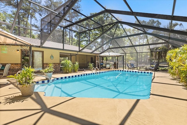 11160 SE 47th Ave, Belleview, FL 34420 - pool featuring glass enclosure and a patio area