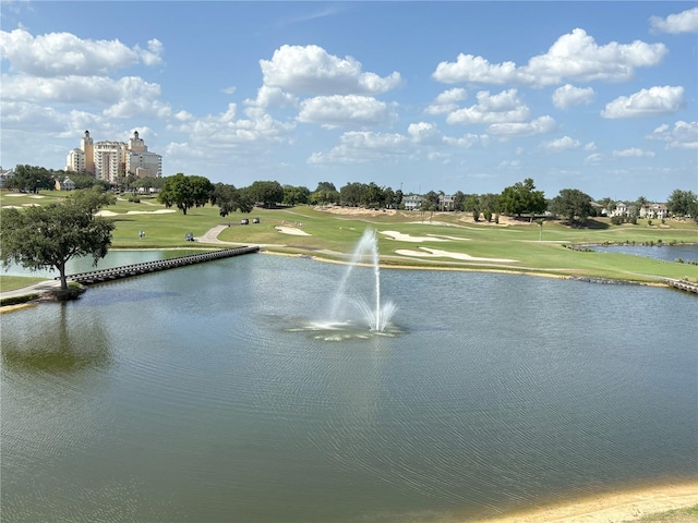 view of water feature with golf course view