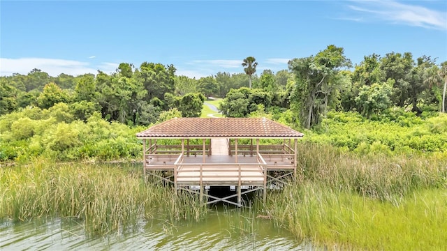 2724 Westyn Cove Ln, Ocoee, FL 34761 - dock area featuring a water view, a gazebo, and a view of trees