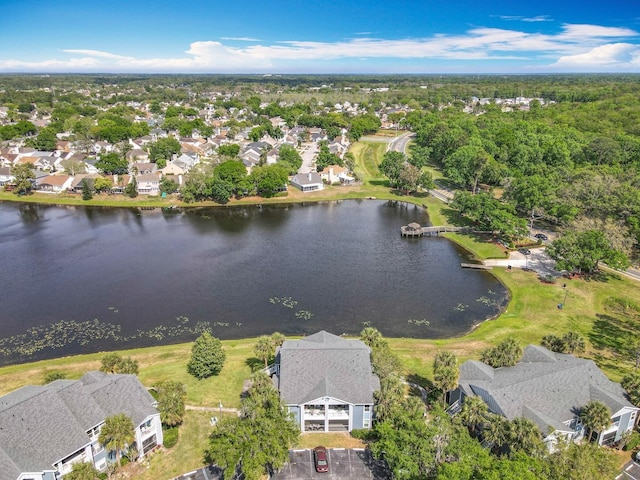 bird's eye view with a residential view and a water view
