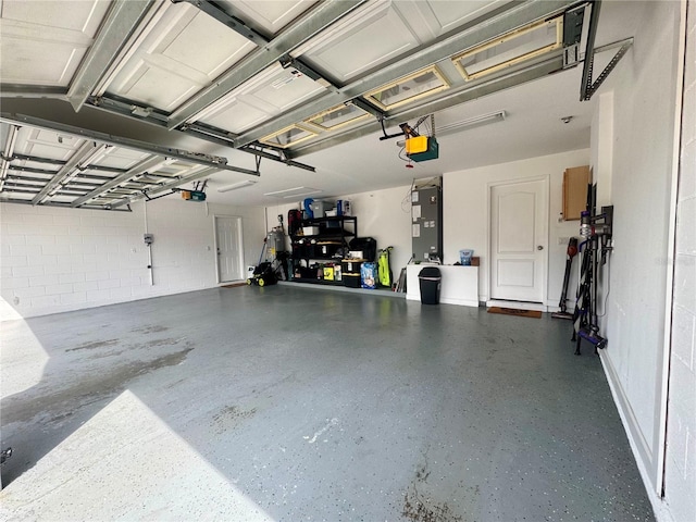 garage with heating unit and a garage door opener