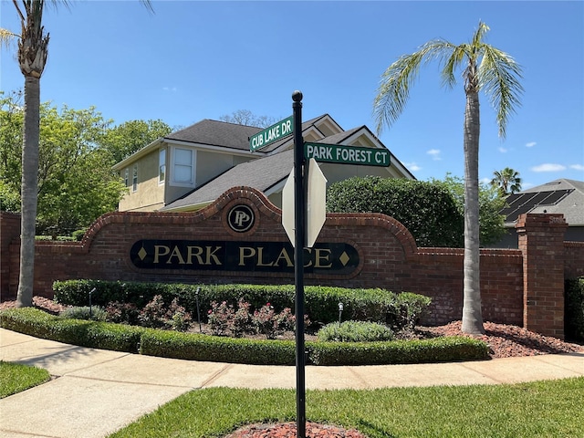 view of community sign