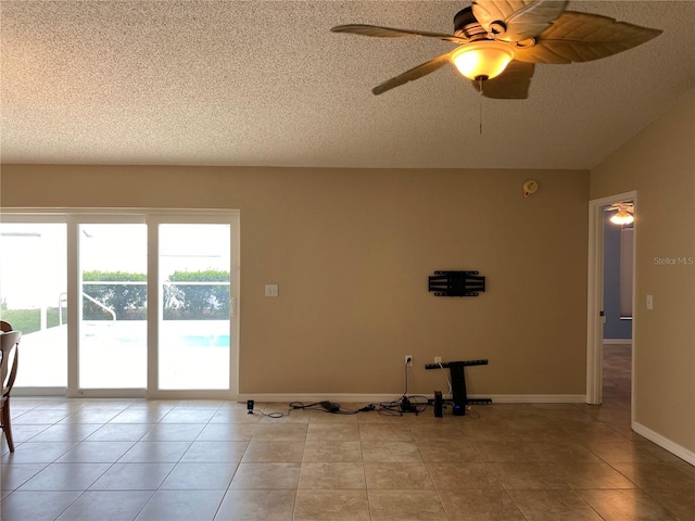 1210 Etchfield Cir, Brandon, FL 33511 - tiled empty room with a textured ceiling and a ceiling fan