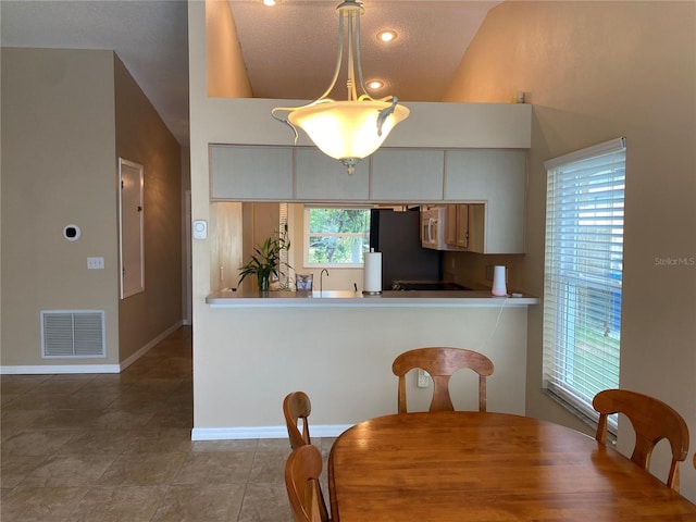 1210 Etchfield Cir, Brandon, FL 33511 - dining room featuring lofted ceiling and tile patterned flooring