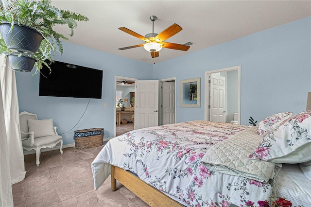 bedroom with a ceiling fan