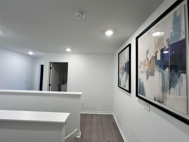 832 Benoi Dr, Davenport, FL 33896 - hallway with baseboards, dark wood-style flooring, and recessed lighting