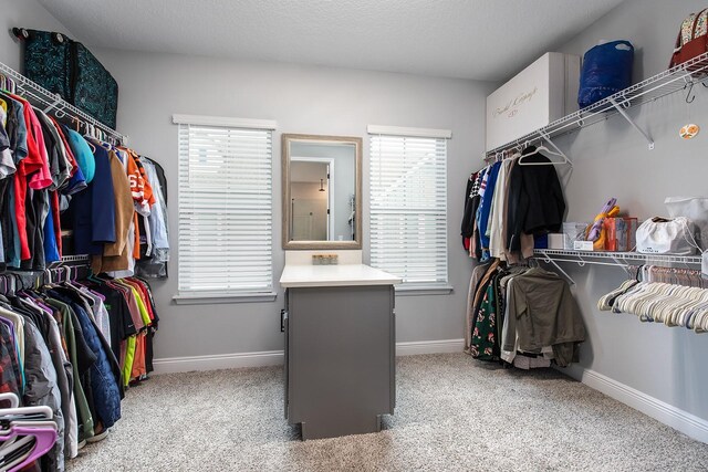 walk in closet featuring carpet