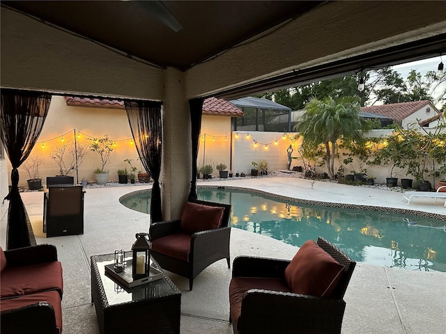 7808 The Esplanade Ct, Orlando, FL 32836 - outdoor pool with an outdoor hangout area and a patio area