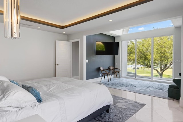 9000 Shawn Park Pl, Orlando, FL 32819 - bedroom featuring baseboards, a tray ceiling, access to outside, and recessed lighting