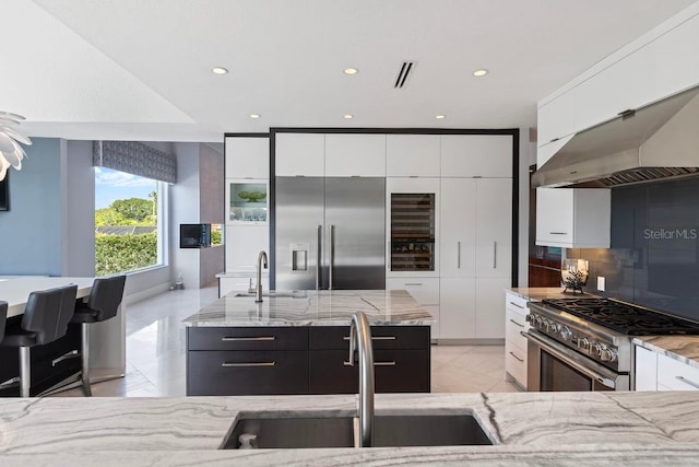9000 Shawn Park Pl, Orlando, FL 32819 - kitchen with high end appliances, white cabinets, a sink, and modern cabinets