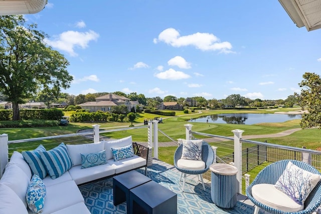 9000 Shawn Park Pl, Orlando, FL 32819 - view of patio with a balcony, an outdoor living space, and a water view