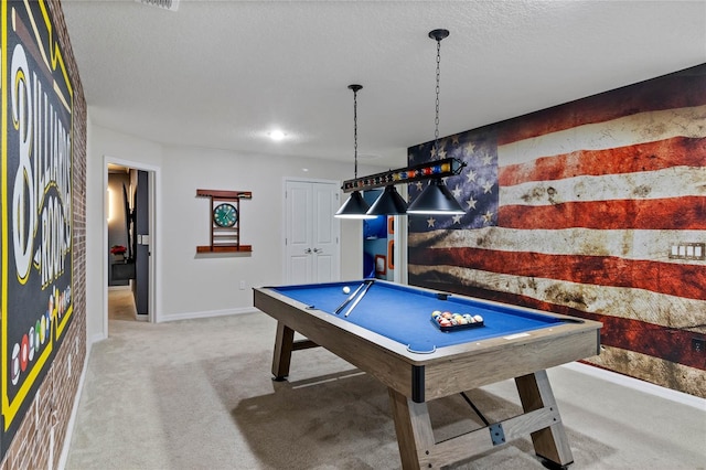 4305 Lana Ave, Davenport, FL 33897 - recreation room featuring baseboards, billiards, carpet floors, and a textured ceiling