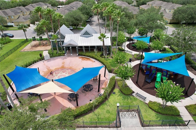 aerial view with a residential view