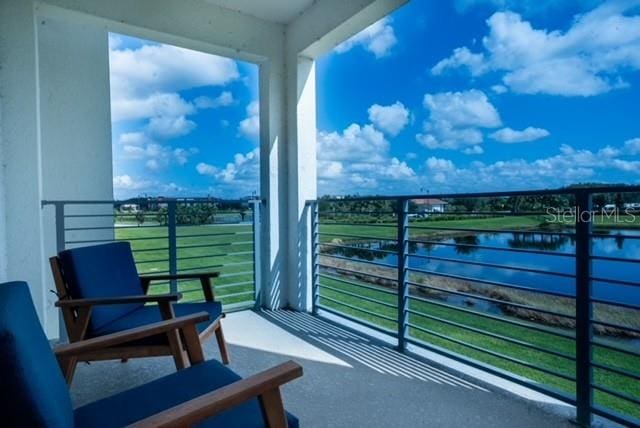 balcony with a water view