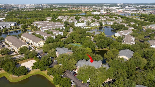 5136 Park Central Dr Unit 212, Orlando, FL 32839 - aerial view featuring a water view and a residential view