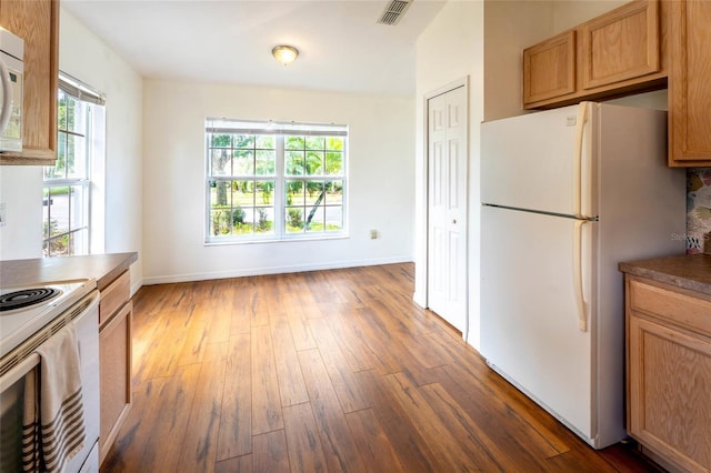 151 Bell Tower Xing W, Kissimmee, FL 34759 - kitchen featuring white appliances, hardwood / wood-style floors, healthy amount of natural light, and baseboards