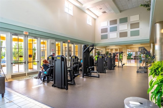 151 Bell Tower Xing W, Kissimmee, FL 34759 - workout area with french doors and a high ceiling
