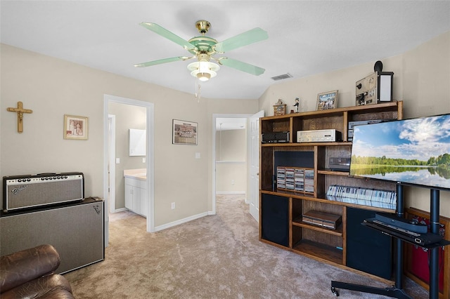 3033 Zaharias Dr, Orlando, FL 32837 - home office featuring baseboards, carpet flooring, a ceiling fan, radiator heating unit, and visible vents