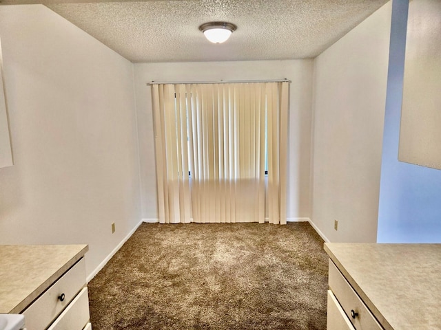 5 Buck Cir # B5, Haines City, FL 33844 - unfurnished dining area with baseboards, dark colored carpet, and a textured ceiling