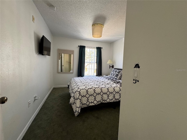 1119 Park Ridge Cir, Kissimmee, FL 34746 - bedroom with baseboards, dark carpet, and a textured ceiling