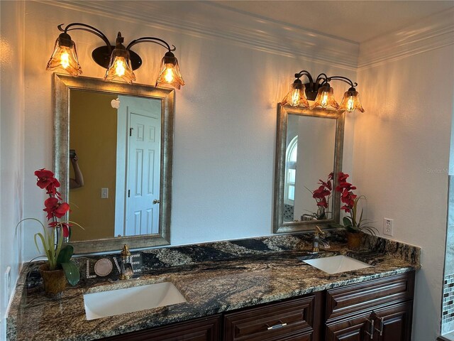 5406 Crepe Myrtle Cir, Kissimmee, FL 34758 - full bathroom featuring crown molding, a sink, and double vanity