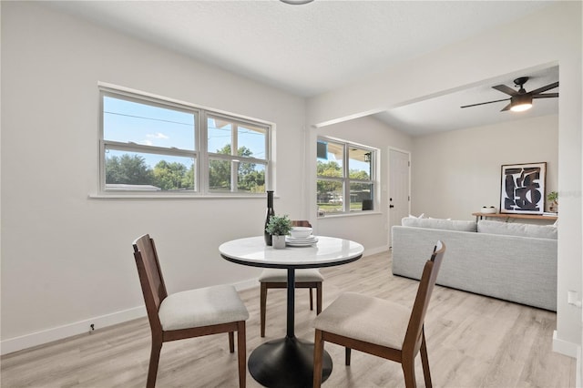 101 W Wallace St, Orlando, FL 32809 - dining area featuring light wood-style flooring, baseboards, and ceiling fan