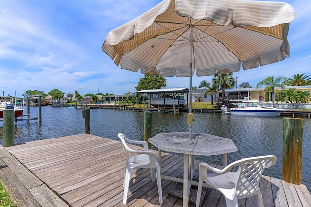 dock area featuring a water view