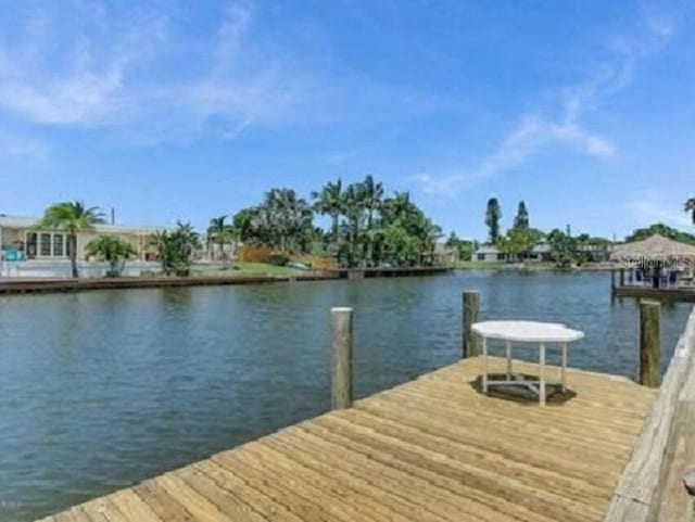 view of dock featuring a water view