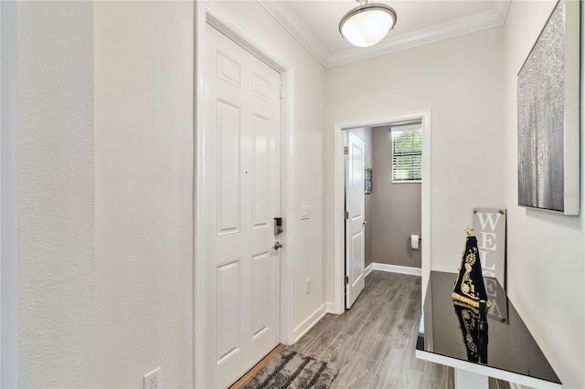 11150 Whistling Pine Way, Orlando, FL 32832 - foyer entrance featuring light wood-style flooring, crown molding, and baseboards
