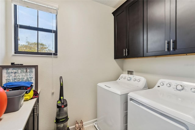 11150 Whistling Pine Way, Orlando, FL 32832 - clothes washing area with cabinet space, baseboards, and washer and clothes dryer