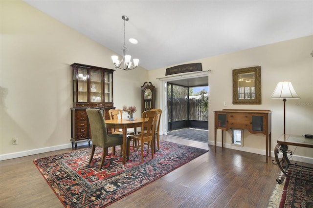 1034 Weathered Wood Cir, Winter Springs, FL 32708 - dining room featuring a chandelier, lofted ceiling, wood finished floors, and baseboards