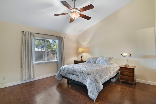 1034 Weathered Wood Cir, Winter Springs, FL 32708 - bedroom featuring baseboards, wood finished floors, ceiling fan, and high vaulted ceiling