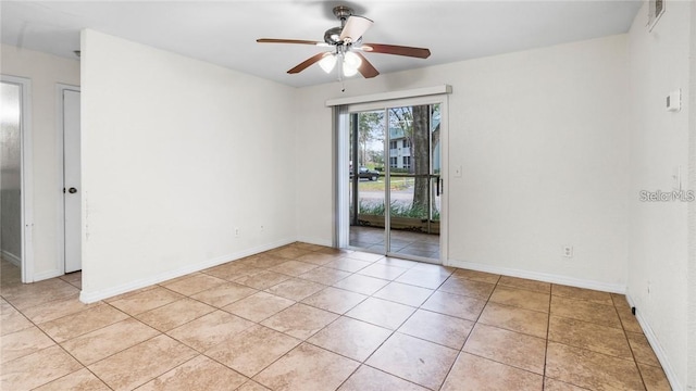 5962 Westgate Dr Unit 101, Orlando, FL 32835 - spare room with baseboards, ceiling fan, visible vents, and light tile patterned floors