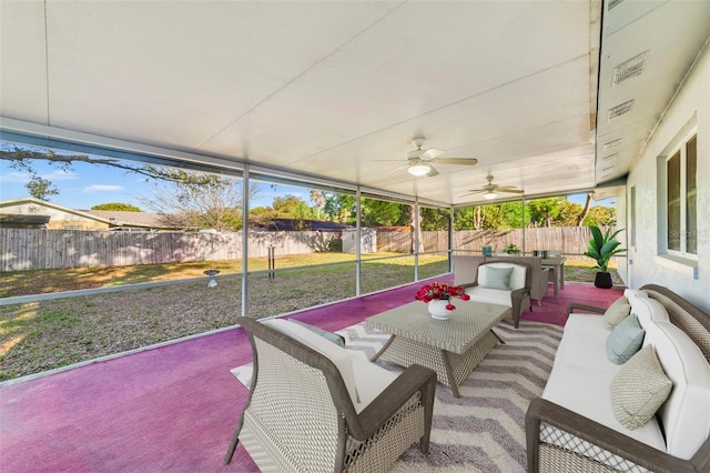 5144 Orange Ave, Winter Park, FL 32792 - sunroom / solarium featuring outdoor lounge area and ceiling fan