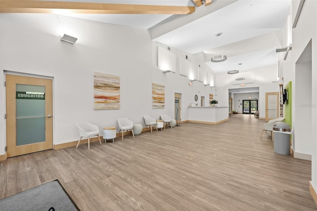 2436 Deer Trail Ln, Spring Hill, FL 34606 - building lobby featuring high vaulted ceiling and beamed ceiling