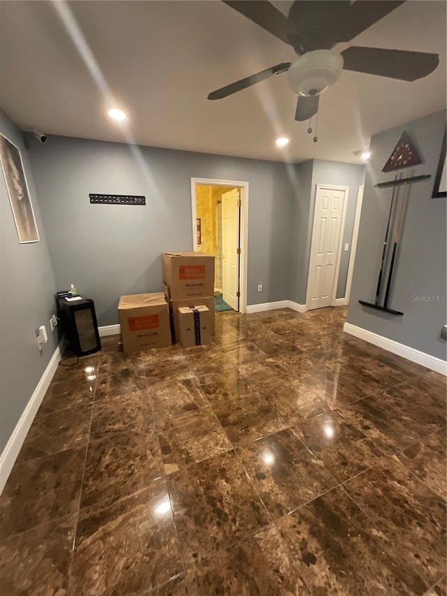 2737 Merrieweather Ln, Kissimmee, FL 34743 - interior space featuring baseboards, a ceiling fan, and recessed lighting