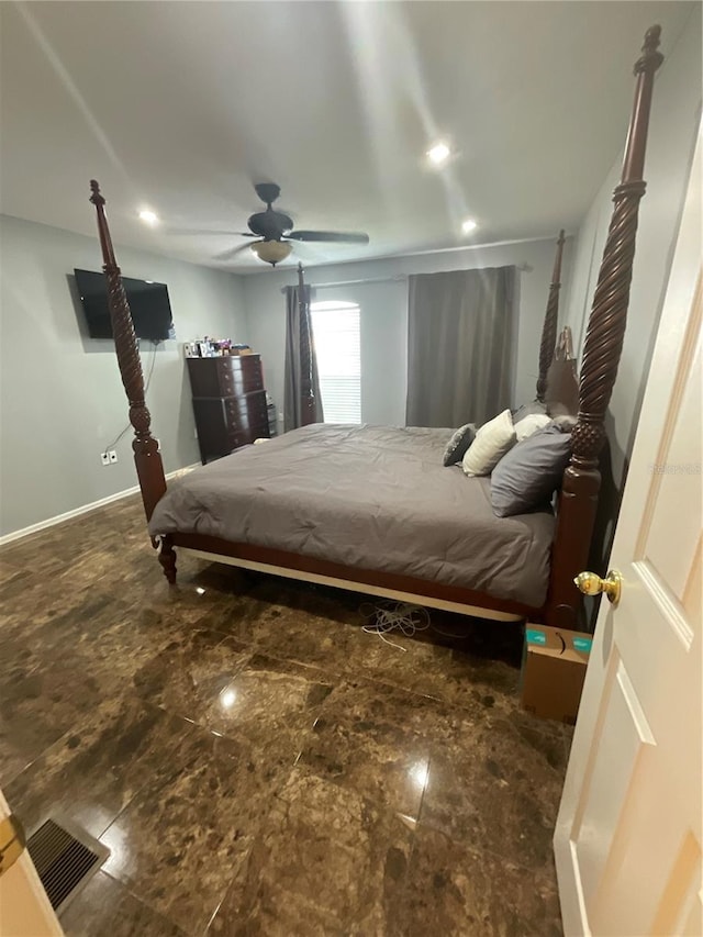 2737 Merrieweather Ln, Kissimmee, FL 34743 - bedroom featuring baseboards, a ceiling fan, and recessed lighting