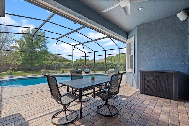 10662 Woodchase Cir, Orlando, FL 32836 - view of patio / terrace featuring an outdoor pool, a lanai, and ceiling fan