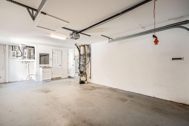 garage with a garage door opener