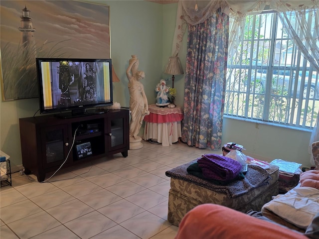 view of tiled living area