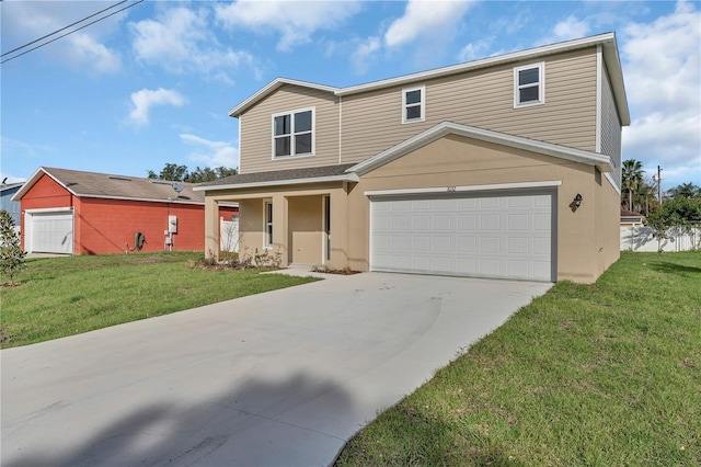 1032 Cannock Dr, Kissimmee, FL 34758 - traditional-style home with stucco siding, driveway, a garage, and a front lawn