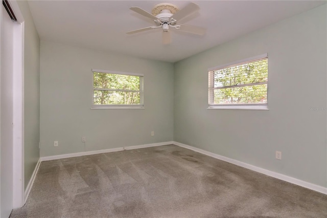 unfurnished room with baseboards, carpet, and a healthy amount of sunlight