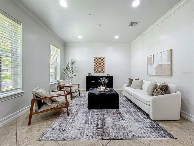 2240 Osprey Ave, Orlando, FL 32814 - living room with crown molding, recessed lighting, and tile patterned floors