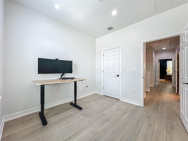 2240 Osprey Ave, Orlando, FL 32814 - office area featuring attic access, light wood-type flooring, and recessed lighting