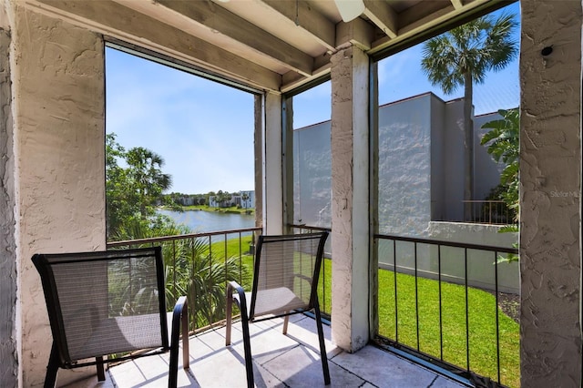 balcony with a water view